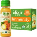 Elixir Shots, Immunity Boost Wellness Shot avec le curcuma pressé à froid, le gingembre, l'orange et le poivre noir, aucun sucre ajouté ou ingrédients artificiels, 12-pack