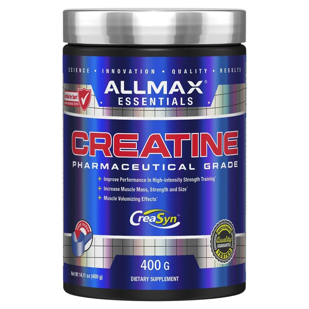 ALLMAX Nutrition Poudre monohydratée de créatine, non aromatisée – Supplément de créatine micronisé pur pour hommes et femmes – soutient la force, la performance et l'intensité d'entraînement – végétalien, sans gluten (400g)