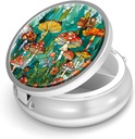 Pille Box-3 Compartment Small Pill Case für Geldbeutel &amp; Tasche Mini Metall Pillenhalter Reisen Pillen Container Nahrungsergänzungsmittel Vitamine BPA-frei (Mushroom Forest)