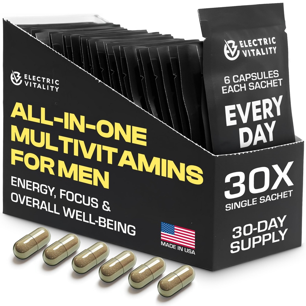 Multivitamine für Männer - Alles in einem Paket für Energie und Fokus, Mens Vitamine für Psychische Leistung und Gesundheit, verpackt mit Tongkat Ali, Shilijit, Vitamin C, B3, B1, A, B12, 30 Pk