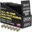 Multivitamines pour les hommes - Tous en un seul paquet pour l'énergie et la concentration, Vitamines pour les hommes pour la performance mentale et la santé, emballé avec Tongkat Ali, Shilijit, Vitamine C, B3, B1, A, B12, 30 Pk