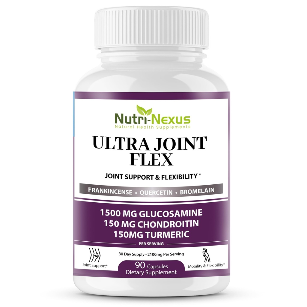 Glucosamin Chondroitin MSM Joint Supplement mit Kurkuma & Boswellia - Gemeinsame Unterstützung für Männer und Frauen - Fördert Mobilität - Flexibilität & Komfort – Gemeinsame Gesundheit – Made in USA – 90 Kapseln