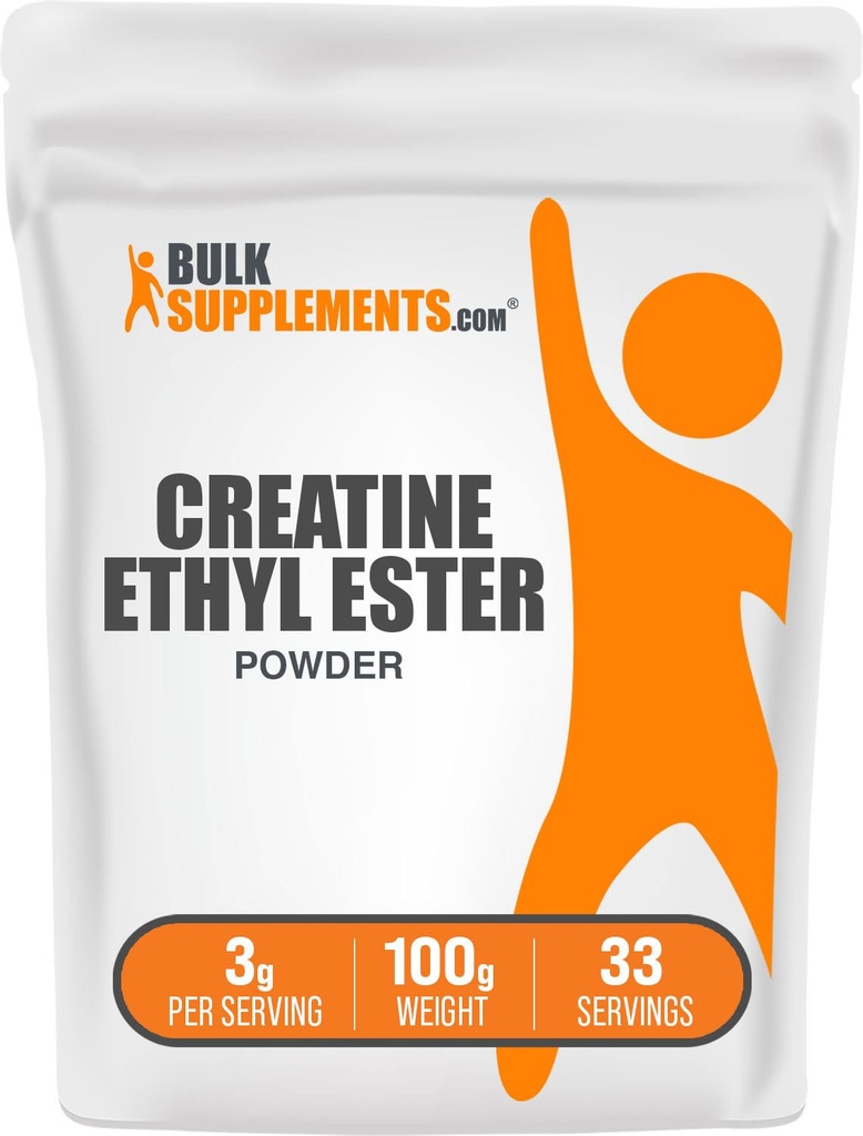 BulkSupplements.com Creatine Ethyl Ester Poudre de HCl - Supplément de créatine, Creatine Ethyl Ester Poudre - Non aromatisé et sans gluten, 3g par portion, 100g (3.5 oz) (paquet de 1)