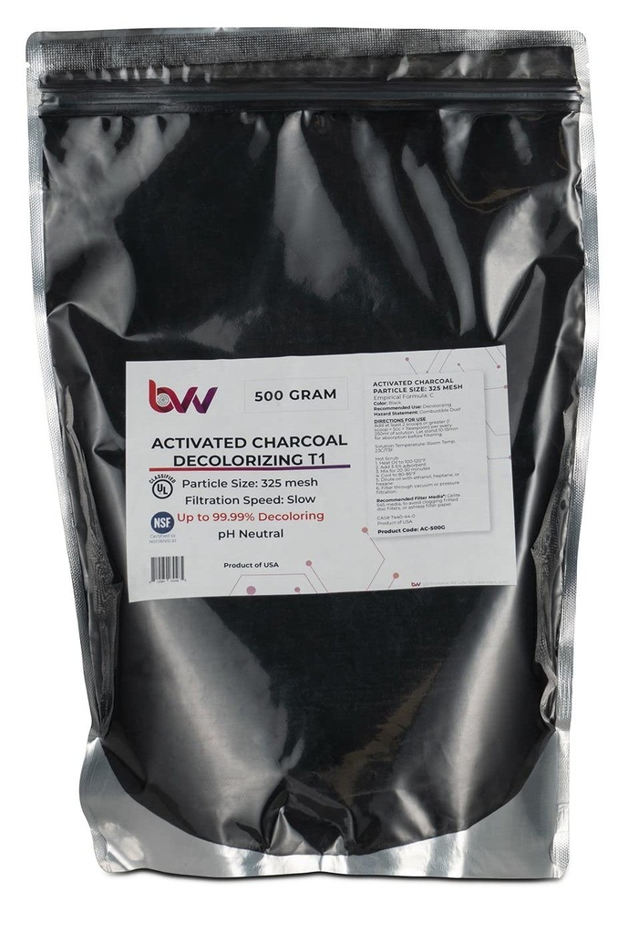 BVV Activated Hardwood Carbon Decolorizing T1 (100 % de charbon de bois dur)-1000 grammes