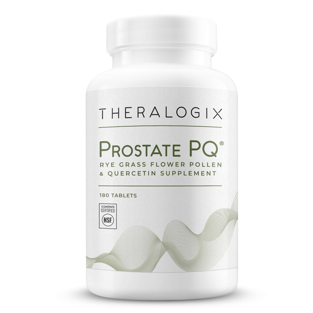 Theralogix Prostate PQ - Rye Grass Pollen Extract & Quercetin Supplement - 90 jours d'approvisionnement - Antioxydants pour la santé de la prostate et du bassin et la fonction urinaire* - Certifié NSF - 180 comprimés