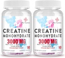 3000 MG Creatine Monohydrat für Frauen & Männer, Kreatin Pillen mit BCAA & Hydrolysed Collagen Creatine Chews Tabletten für Leistung & Erholung, Stärke, Dragon Fruit Flavor, 180 Tabletten