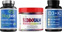 Magtein Magnesium L-Threonate 60 Kapseln, Magceutics KIDDOCALM Gummi für Kinder 90 Kapseln, Vitamin D3 K2 mit MCT 30 Kapseln - Bundle