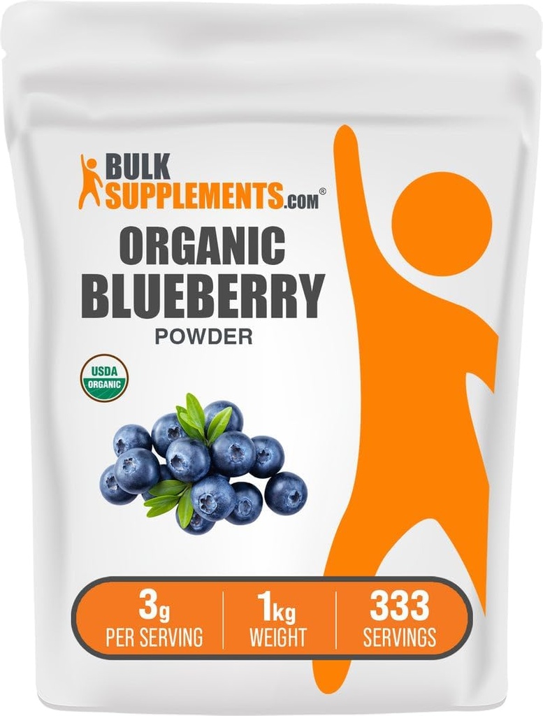 BulkSupplements.com Organic Blueberry Powder - Antioxidans Support, Bluberry Supplement - Vegan & Gluten Free, 3g pro Servierung, 1kg (2.2 lbs) (Pack von 1)