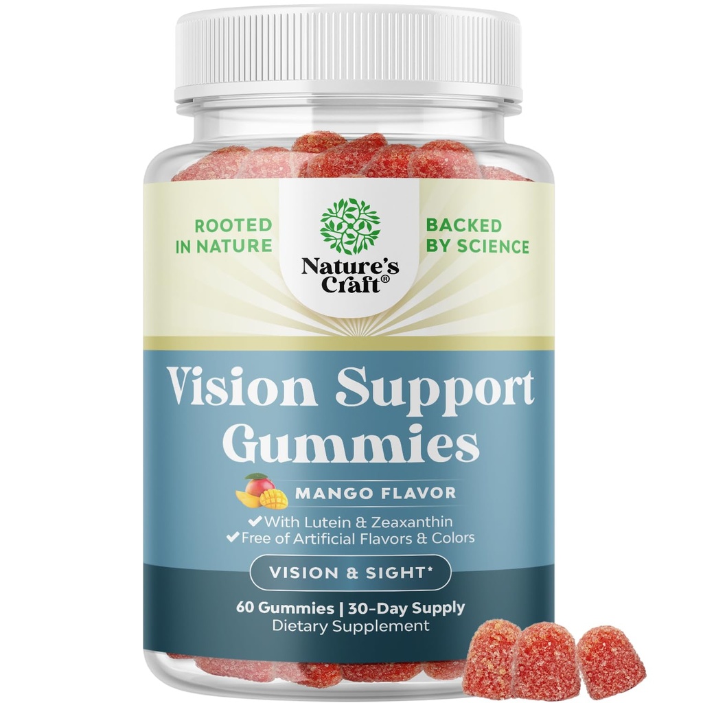 Vision Support Gummi für Erwachsene - Lutein und Zeaxanthin Ergänzungen für Augengesundheit - Potent Lutein Augen Vitamine für blaue Lichtschutz Trockenheit Strain Unterstützung & Visuelle Schärfe - 60 Zähler