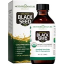 Mère Nature USDA Huile de Graine Noire Bio – Cold Pressed, Non raffiné & Vegan Nigella Sativa, High Thymoquinone (2%+), Omega 3 6 9 pour Immune, Soutien articulaire et cardiaque, Cheveux et peau, Non-OGM, 4oz