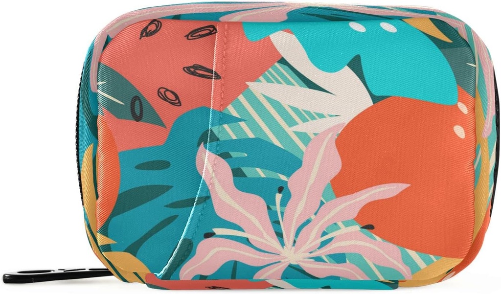 Naanle Cartoon Hawaii Floral Pille Box 7 Tage Pille Tasche Reise Pille Organizer Tasche mit Reißverschluss Tragbare Wöchentliche Tasche Compact Größe für Vitamin Supplement Halter