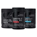 Recherche sportive Monohydrate de créatine amélioré par l'Oméga Power House Antarctic Krill & Fish Oil avec Triple Strength EPA DHA et Phospholipides, Choline & Astaxanthin - Pour Champions