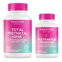 Pink Stork Postnatal Multivitamin + Probiotika mit Vegan DHA, Ashwagandha, Eisen, Folate, B12 - Unterstützt Hormon Balance, Postpartum Erholung, Gut Health, & Digestion - Paket von 2
