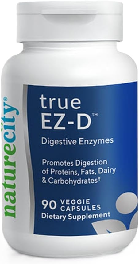 NatureCity True-EZ-D Non-GMO Verdauungsenzym-Komplex Ergänzung für Verdauungs- und Bloating Relief für Männer und Frauen (90 Veggie Kapseln) Super Enzymes