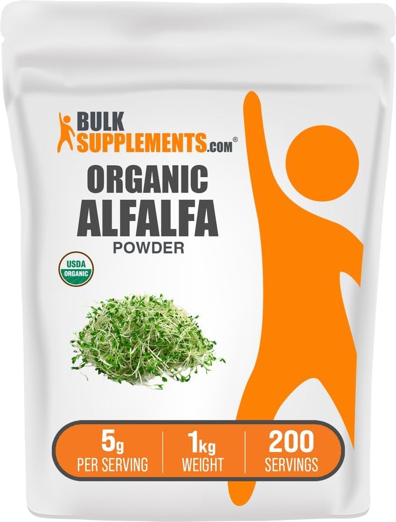 BulkSupplements.com Bio Alfalfa Grass Powder - Alfalfa Supplement, Green Superfood Powder - Vegan & Glutenfrei, 5g pro Servierung, 1kg (2.2 lbs) (Pack mit 1)