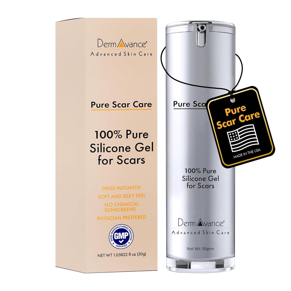 Pure Scar Care "Medical Grade Silicone Gel" für chirurgische und Gesichtsmarken - Silikoncreme für effektives Scar Management - 1.05822 fl oz (30g), Klar