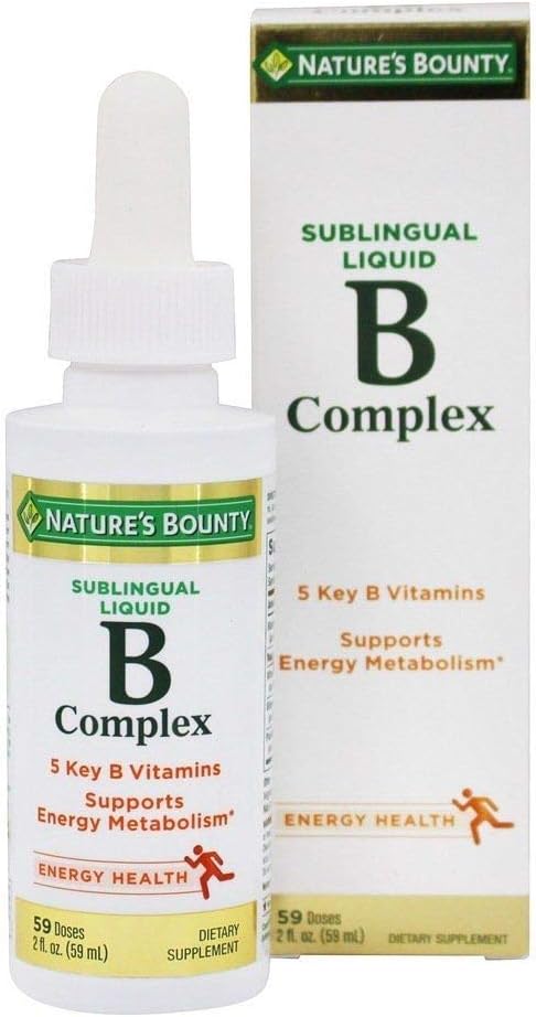 Nature's Bounty B Complex with B12 Sublingual Liquid Fast Acting Dietary Supplement, 2 Fl Oz