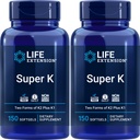 Extension de vie Super K, 150 Softgels (paquet de 2) avec des vitamines K et K2
