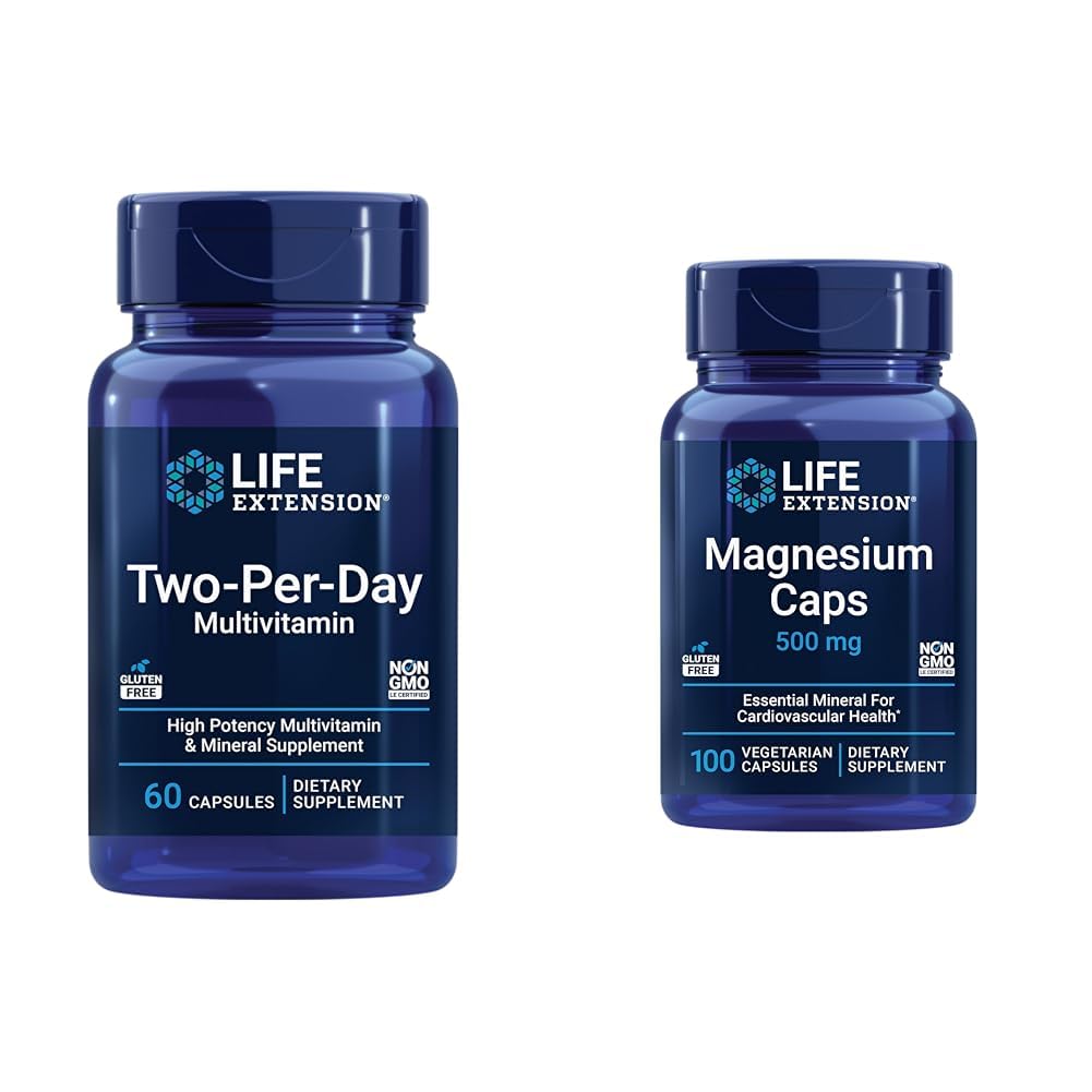 Lebensverlängerung Zwei-Per-Day Multivitamin mit Vitaminen C&D und Magnesium Kapseln 500mg für Herz, Gehirn, Knochen, Cellular Health