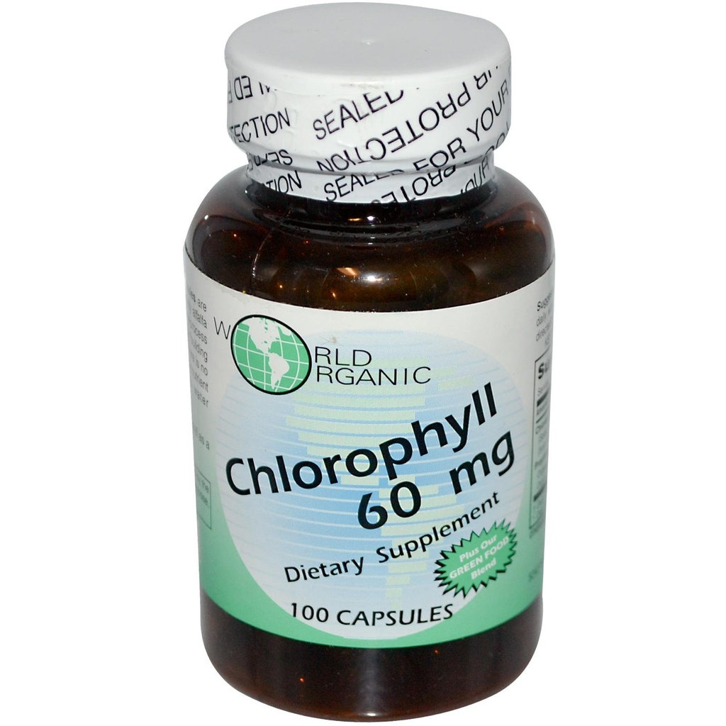 Mega Chlorophylle biologique mondiale, 100 mg, Capsules, 60 capsules
