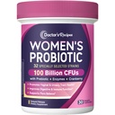 Probiotics for Women, 100 Billion CFU 32 Strains, with Prebiotic Fiber, Enzymes & Cranberry, Vaginal Urinary Digestive & Immune, No Yeast, Shelf Stable, Delayed Release, 30 Caps