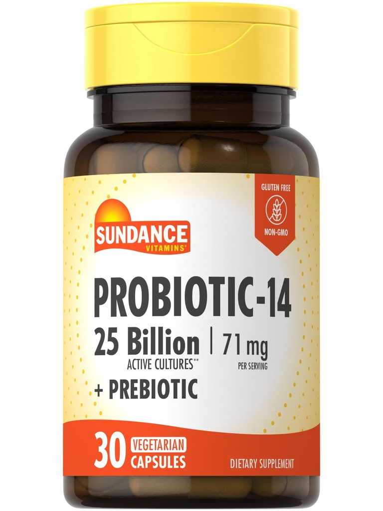 Sundance Probiotic-14:00 25 Million Cultures de 30 Capsules avec Prébiotiques.