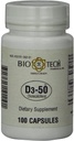 Bio-Tech Pharmacal D3-50 50 000 UI, 100 gélules Supplément tout naturel Soutient la santé des os, du coeur neuromusculaire et immunitaire