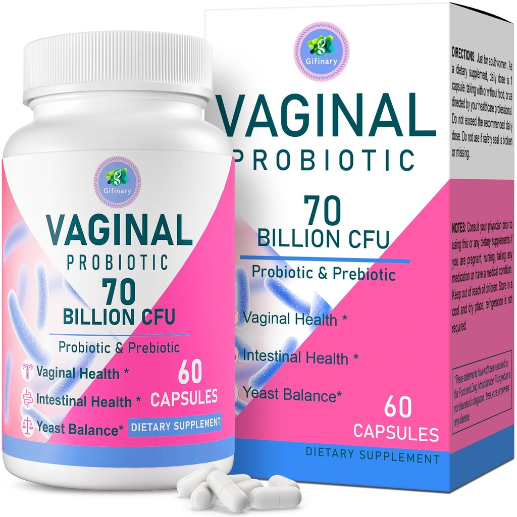 Vaginal Probiotics, PH Balance für Frauen, 70 Billion CFUs Womens Probiotic für Vaginal Health, Urinary, Odor Control, Flor, Ph Balance & Hormone, mit Prebiotic & D-Mannose - Regal stabil, 60 Caps