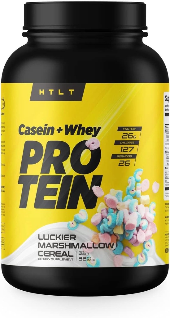 Rechtssache + Whey Protein von HTLT | Whey & Casein Protein Shake Powder | Slow-Release Whey & Casein Protein for Sustained Energy | Casein Protein Powder for Baked Treats, Luckier Marshmallow Cereal