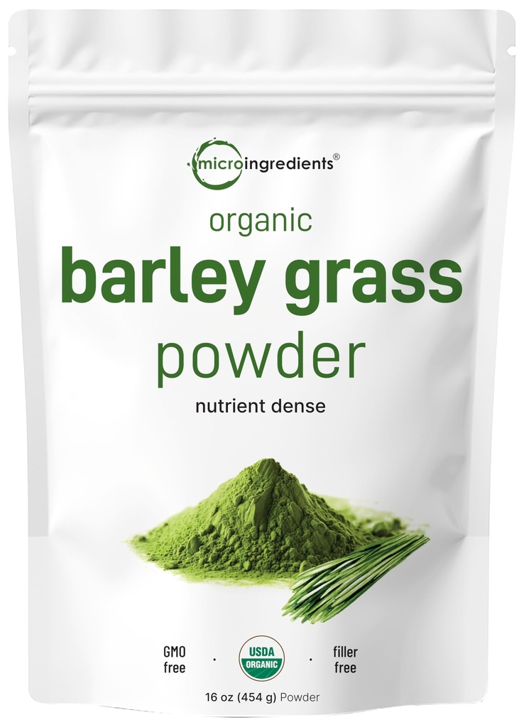 Bio Gerste Gras Pulver, 16 Unzen | US Grown | Reich an Vitaminen, Mineralien, Fasern, & Antioxidantien | Superfood Greens Mix für Immungesundheit und Verdauungsunterstützung | Non-GMO