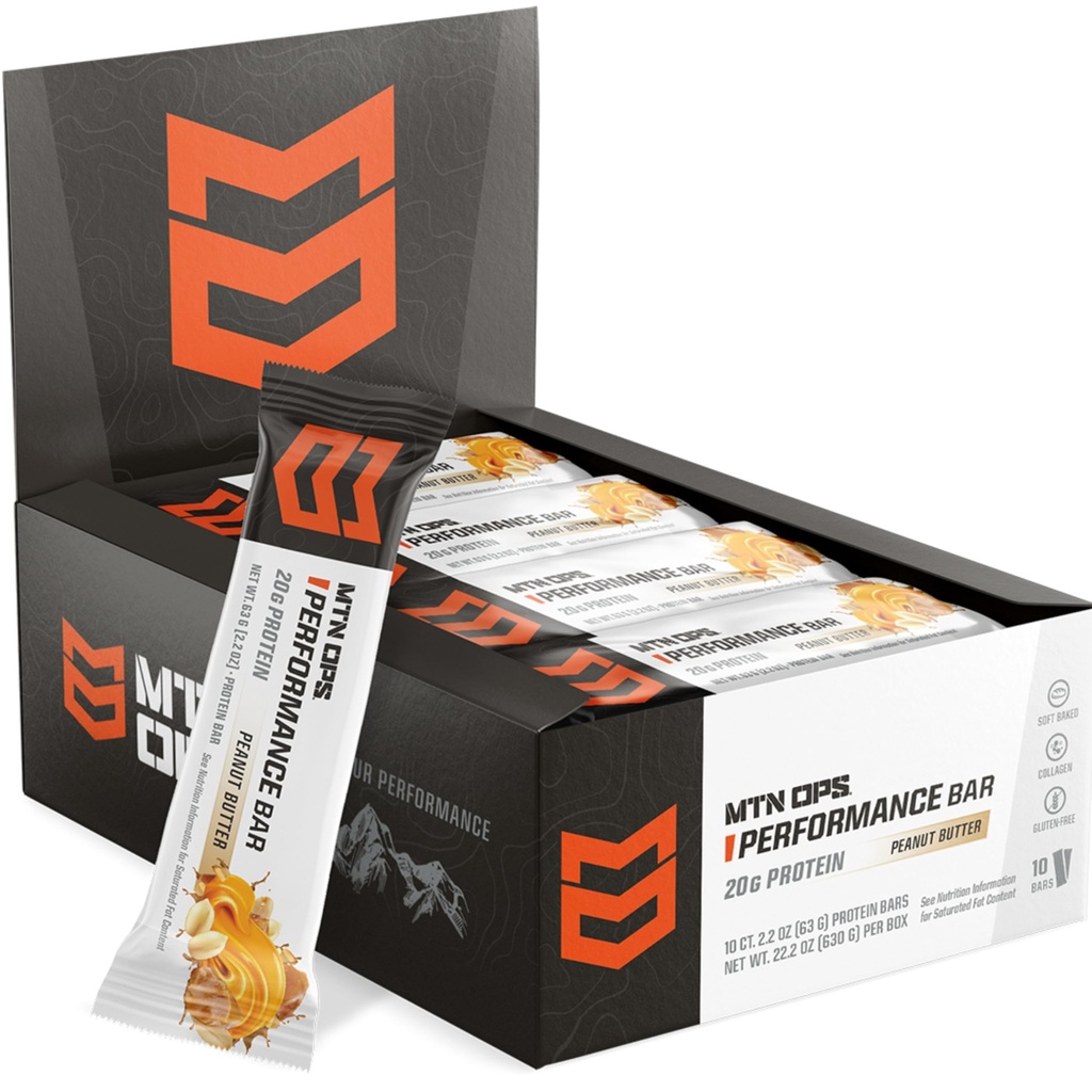 MTN OPS Peanut Butter Bliss Protein Bars, High Protein mit Whey Isolate & Whey Konzentrat und Collagen, Low Sugar, Gluten Free, 10 Count