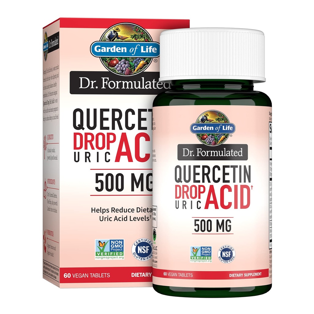 Garten des Lebens Quercetin Probiotic & Uric Acid Unterstützung mit Tart Cherry, Vitamin C von Organic Acerola und Rose HIPS Plus Luteolin – Dr Formuliert – Glutenfrei und Non GMO – 60 Tabletten