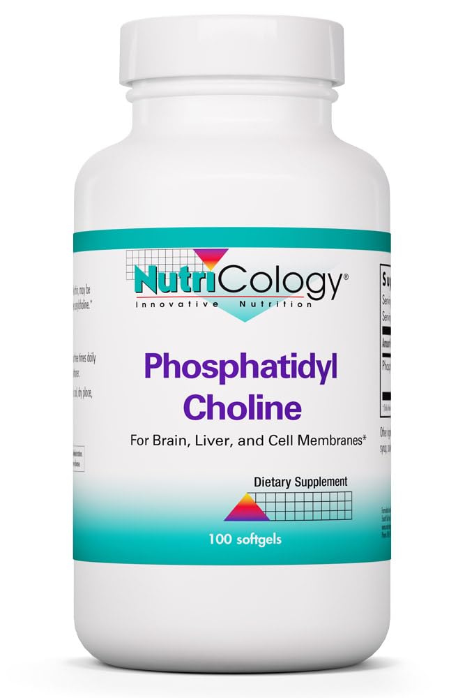 Nutricology Phosphatidyl Choline Supplement - Lecithin Capsules, Verdauungsenzyme für Leber, Fett Verdauungsunterstützung, Choline Ergänzungen für Fettleber, 1540mg Softgels - 100 Count