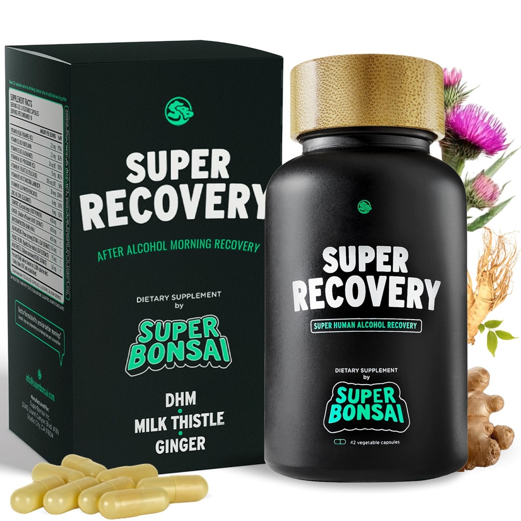 SuperBonsai Super Recovery Capsules for Post Celebration and Morning Relief - All Natural Holistic Support - 3 Kapseln vor dem Trinken und eine optionale Servierung nach (14 Servietten)