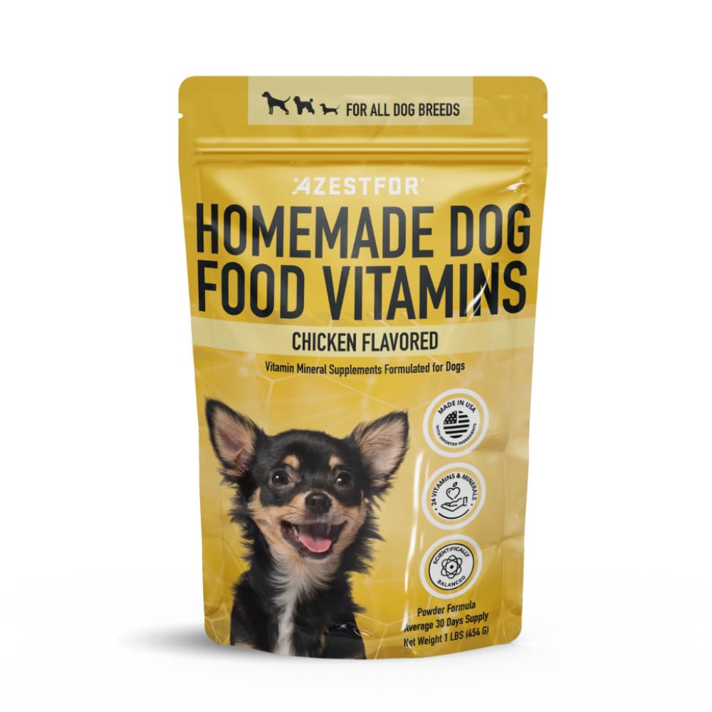 Azestfor Homemade Dog Food Supplement Vitamines de chien fabriqués aux États-Unis Ajouter à la nourriture complète holistique régimes alimentaires bruts BARF Toutes races chiot adulte 16oz poudre