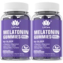 Mélatonine 20mg Gummies pour adultes (2 packs) Extra Strength avec L-Theanine, Ashwagandha, Magnésium, Turmeric, GABA, Lemon Baume et Camomille pour soutenir le rythme circadien sain, le parfum de raisin