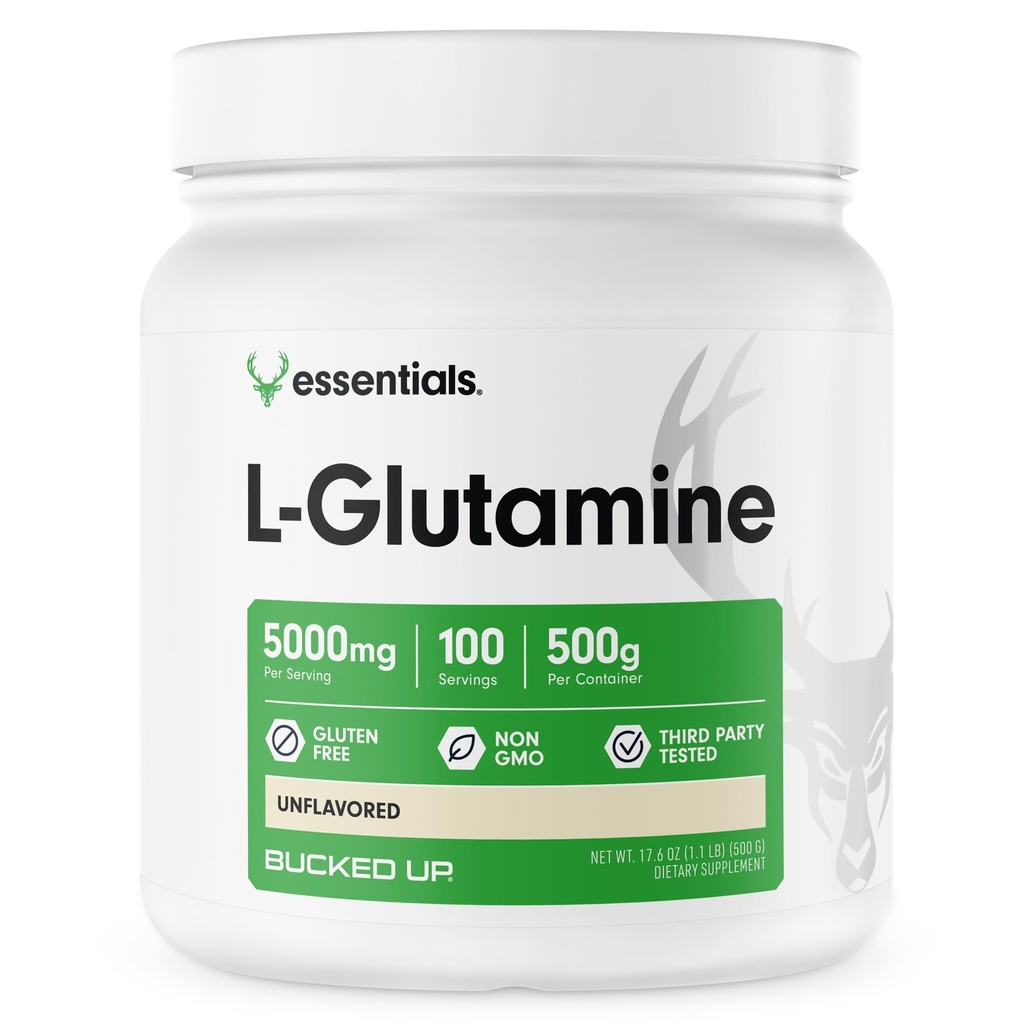 Poudre L-glutamine 500g, sans gluten, non-OGM, non aromatisée (100 portions)
