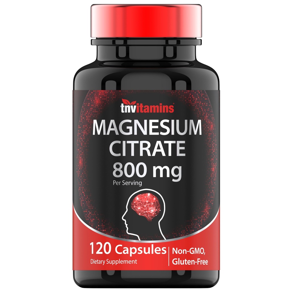 TNVitamine Magnesium Citrate 800 MG - 120 Kapseln | Zwei Monate Versorgung! | Pure Magnesium Citrat Pulver Kapseln | Citrato De Magnesio | Non-GMO | Produziert in den USA!