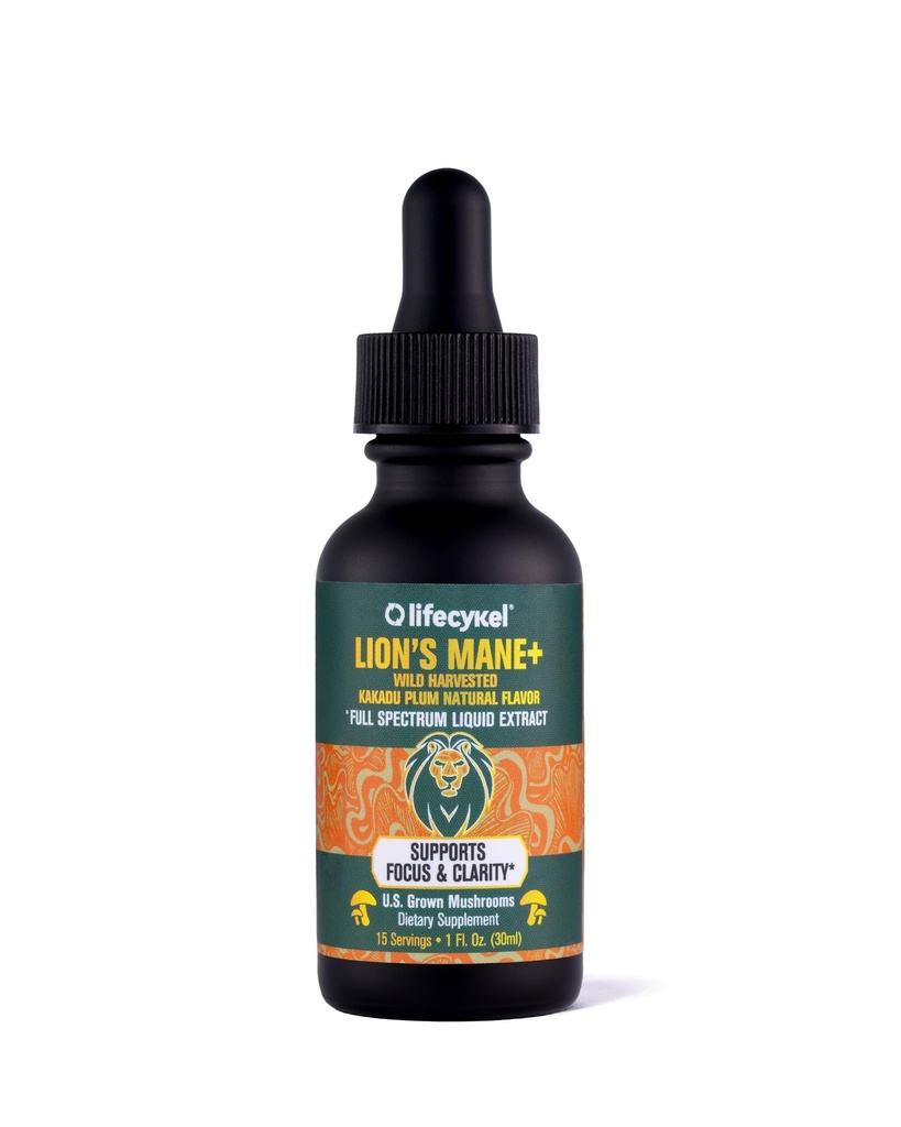 Life Cykel - Lion's Mane Mushroom Extract mit Kakadu Plum - Brain Booster Nootropic for Memory, Focus & REM Sleep - Non-GMO, Organic Mushroom Tincture - 1 Fl Oz (15 Servierungen)