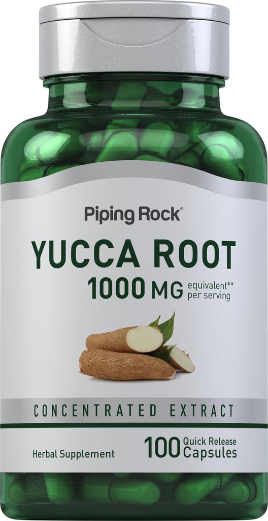 Piping Rock Yucca Wurzelkapseln 1000mg | 100 Count | Extrakt Konzentrat | Kräuterergänzung | Non-GMO, Glutenfrei