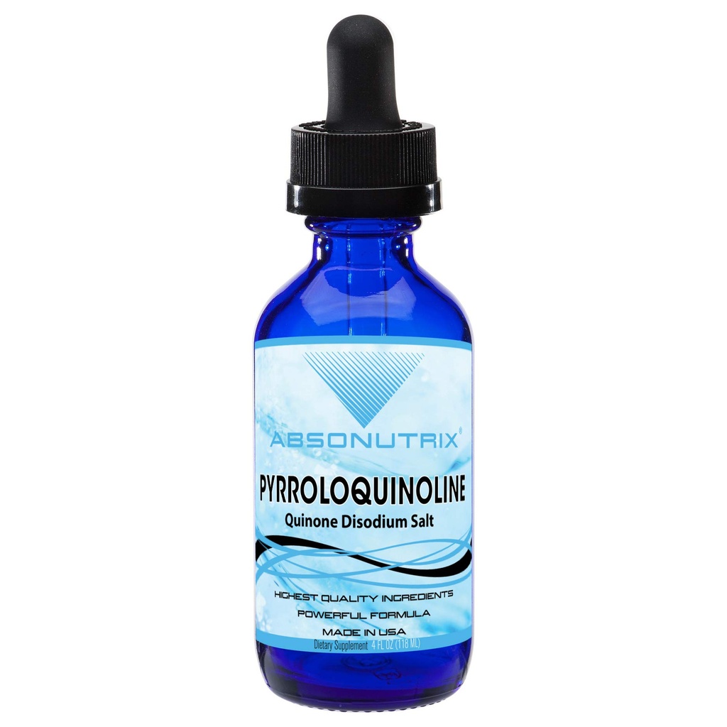 Absonutrix Pyrroloquinoline Disodium Salt 20mg, 4 Fl Oz bouteille, 200 portions, haute biodisponibilité, absorption rapide, tiers testé, certifié GMP, non-OGM, sans cruauté, fabriqué aux États-Unis