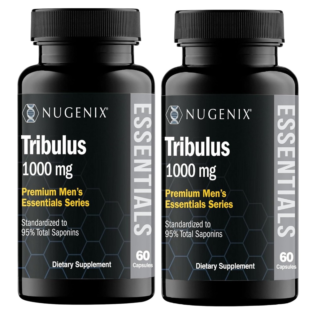 Nugenix Essentials Tribulus Terrestris für Männer Extrakt - 95% Gesamt Saponine, 1000mg Hohe Potenz, Extrastärke, 120 Zähler
