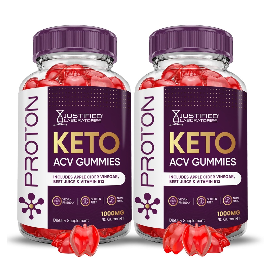 Laboratoires justifiés (2 Pack Proton Protein Keto ACV Gummies Advanced Formula 1000MG Proton Boost Formulé avec Pomegranate Beet Juice Powder B12 Vegan Non OGM 120 Gummys