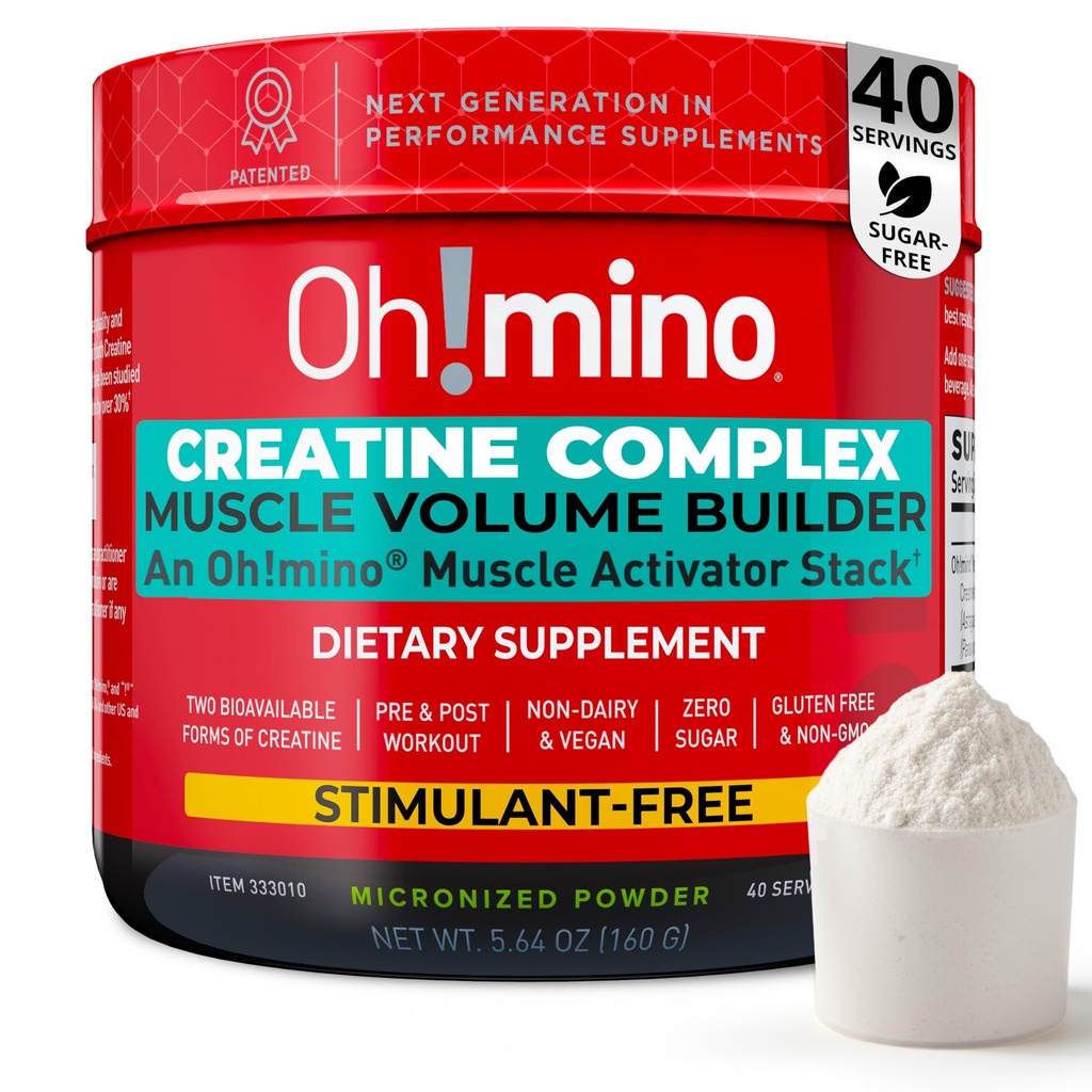 Oh!mino Creatine Complex für Muskelwachstum. Micronized Creatine Monohydrat und Creatine Hydrochlorid mit Adaptogenen. Perfekte Kreatin für Frauen und Männer. Raffreshing Zero Carb Lemon-Lime, 40 Servierungen