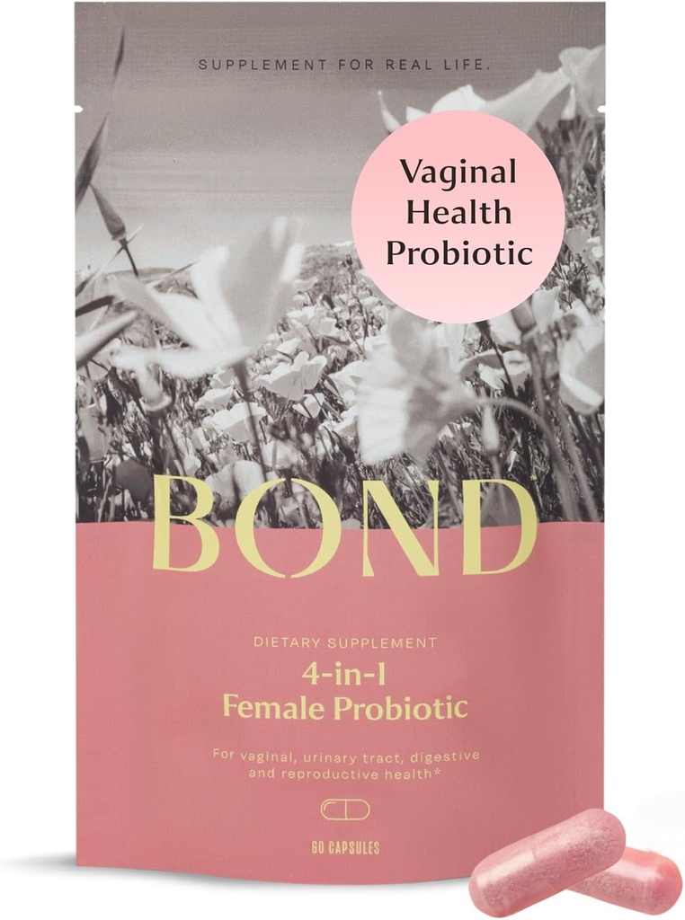 BOND 4-in-1 Vaginal Probiotics für Frauen für Vaginal Flora, Odor Control, Hefe & pH Balance für Frauen - Täglich Lactobacillus Formel (5 Billion CFU), mit Prebiotics & Cranberry, 60 Kapseln (2/Day)