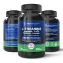 L Theanine 200mg, Magnésium, 5-HTP & Melatonine – Supplément L-Theanine All-in-1 pour soulagement du stress, focus et cognition, sommeil - 60 capsules