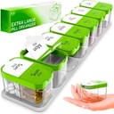 Très grand organisateur hebdomadaire de pilules - XL Vitamine Holder avec 7 compartiments de PM amovibles - distributeur de médicaments portatifs pour la maison et le voyage, grand contenant de supplément pour usage hebdomadaire ou quotidien, vert