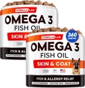 STRELLALAB Omega 3 für Hunde - (360Ct) Fish Oil Treats - Allergy & Itch Relief Skin & Coat Supplement - Dry Itchy Skin, Anti Shedding & Hot Spots Behandlung - Pet Salmon Oil Chews - Huhn Flavor