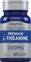 Piping Rock L-Theanine 200mg Supplément , 60 Capsules , Double Strength , sans gluten