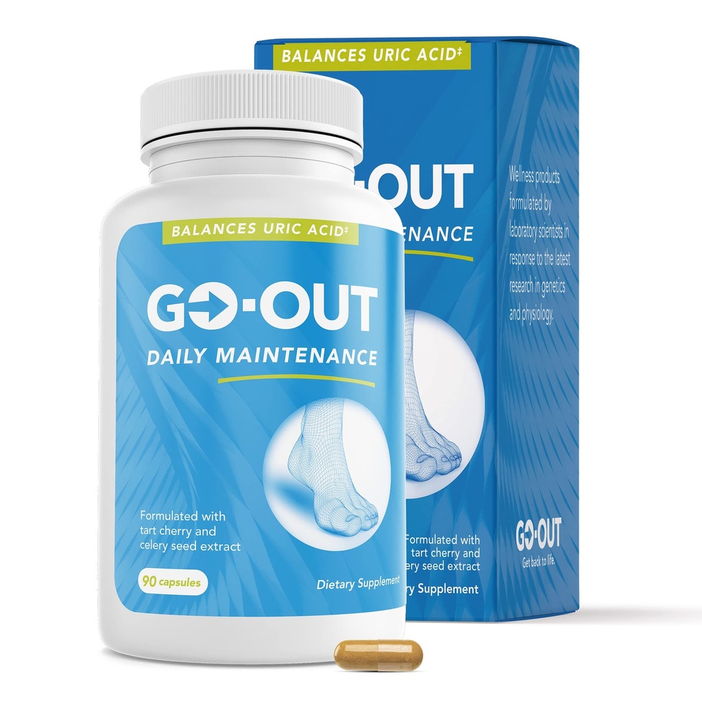 Go Out Daily Maintenance - Natürliche Uric Acid-Unterstützung mit Tart Cherry, Celery Seed und Turmeric - Vegan, Non-GMO, Gluten-freie Ergänzung für Joint Comfort und gesunde Kidney Funktion 90 Kapseln